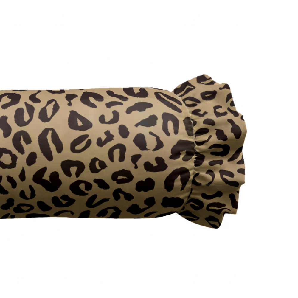 Leopard Spots Ruffled Bolster Pillow | Ruffled Decor Pillow