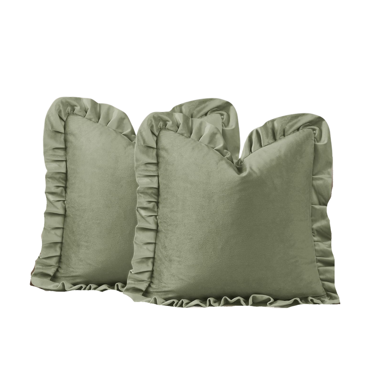 Green Bean Velvet Ruffle Pillow - 18" x 18"