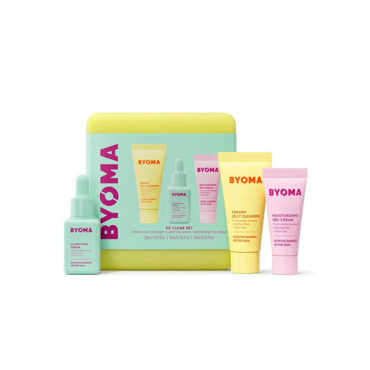BYOMA skincare product set on a white background