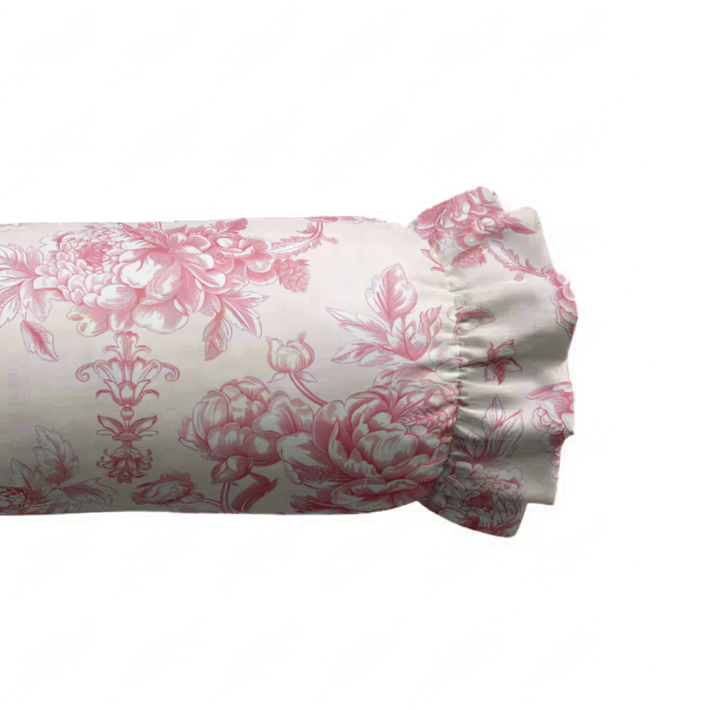 Romantic Bloom Ruffled Bolster Pillow | Ruffled Decor Pillow
