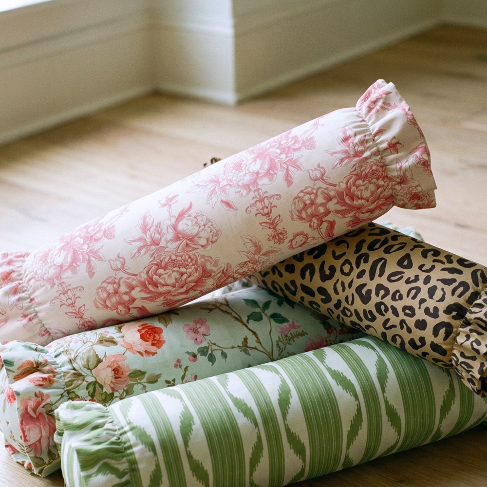 Leopard Spots Ruffled Bolster Pillow | Ruffled Decor Pillow