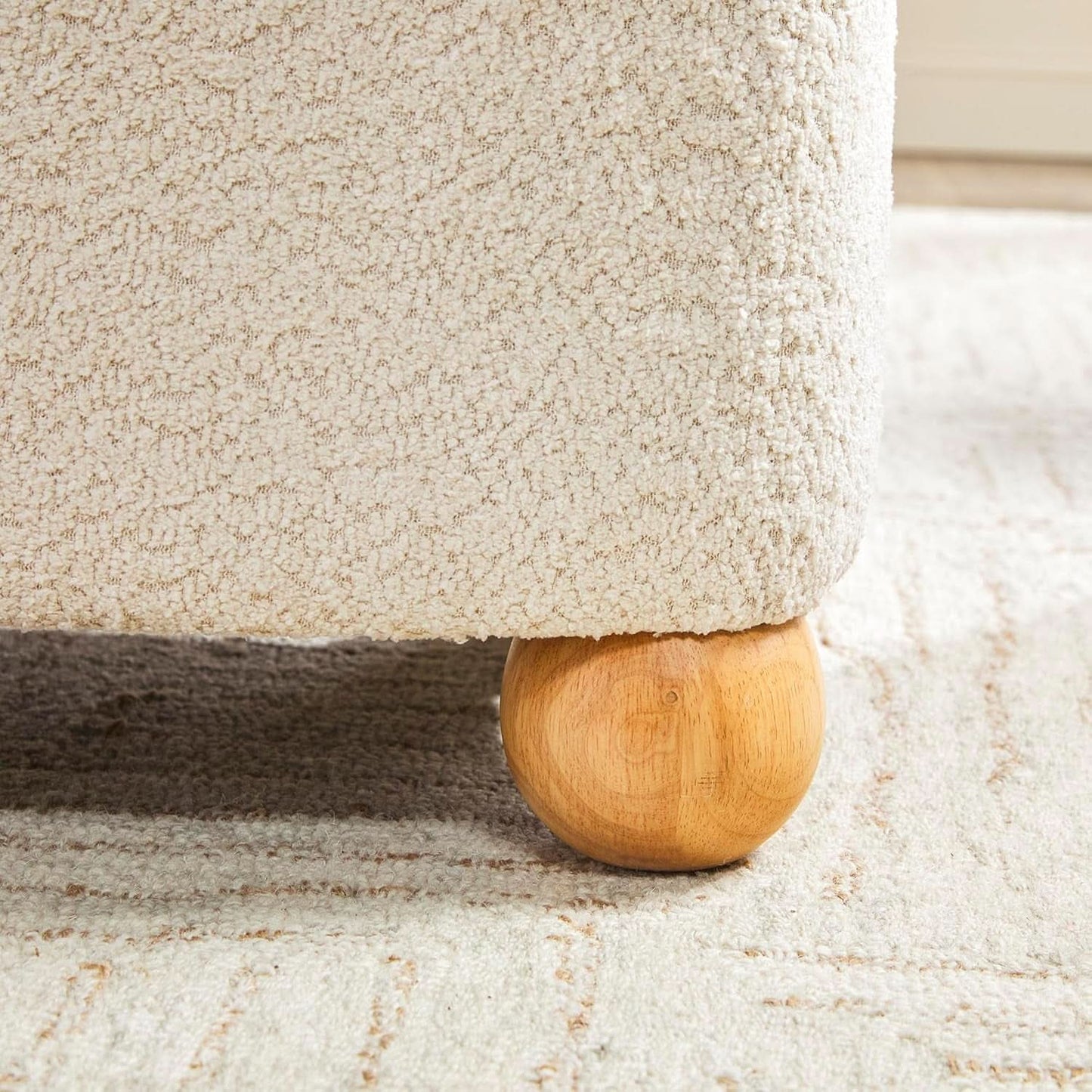 Ivory Storage Bouclé Ottoman