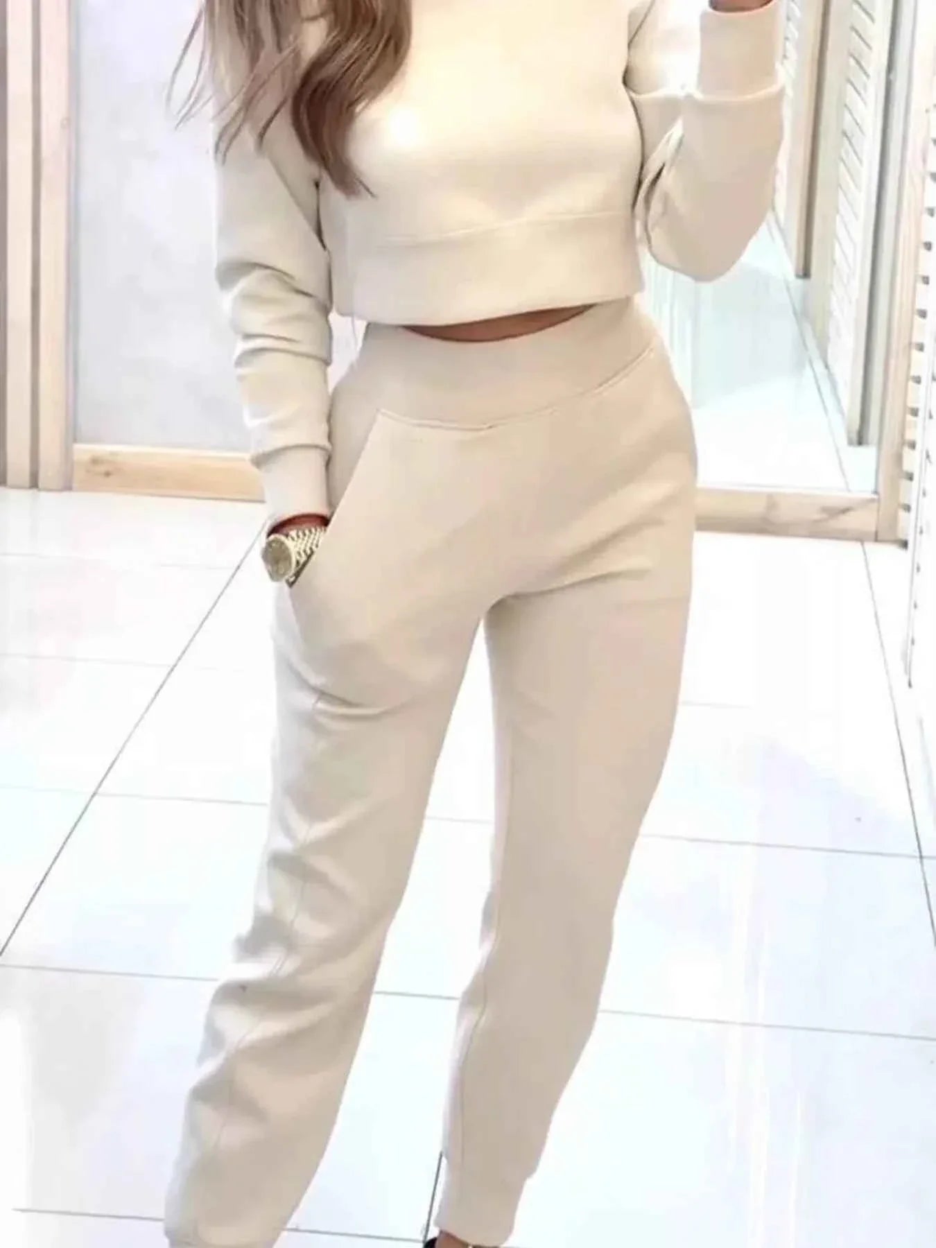 Cropped Sweatshirt and Jogger Set