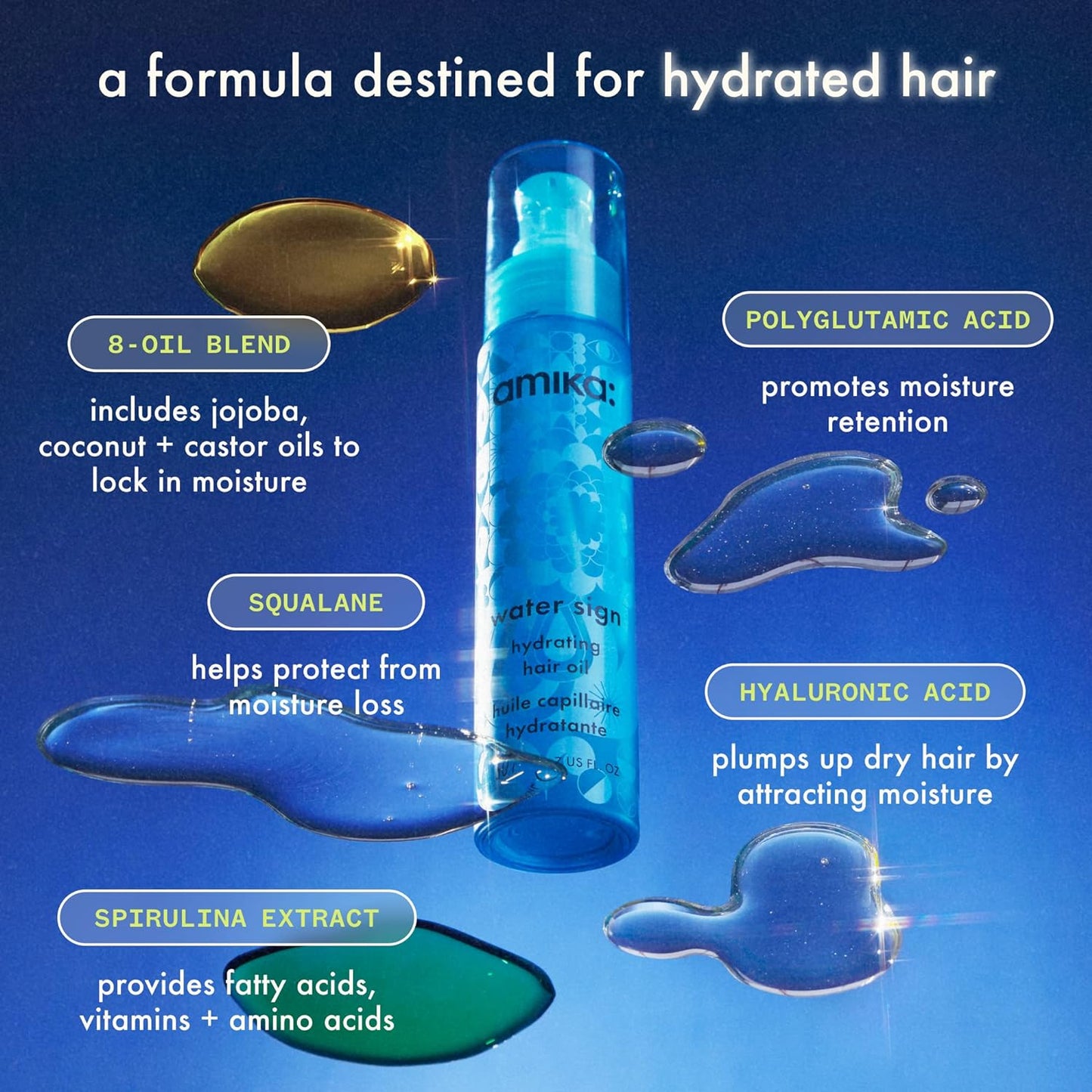 Amika Water Sign Hydrating Hair Oil with Hyaluronic Acid