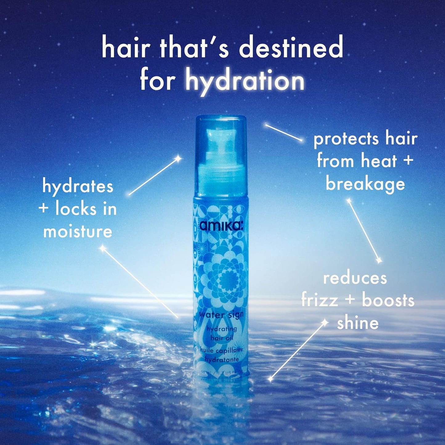 Amika Water Sign Hydrating Hair Oil with Hyaluronic Acid