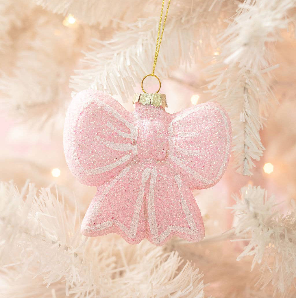 Blush & Sparkle Bow Christmas Ornament