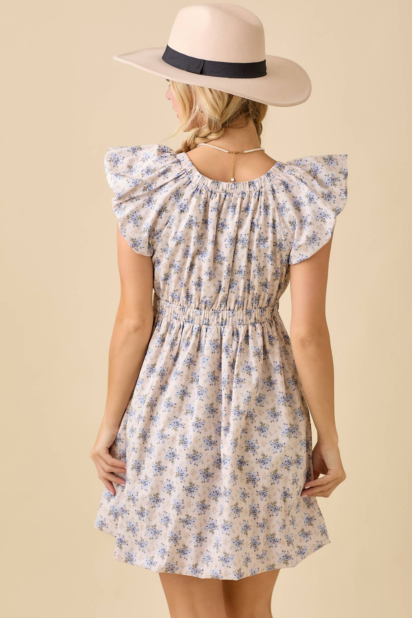 Mini Dress With Bubble Sleeve and Bow