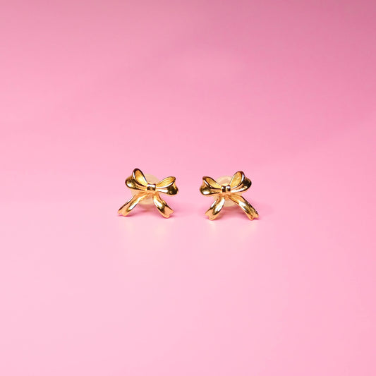 Solid Bow Gold Stud Earring