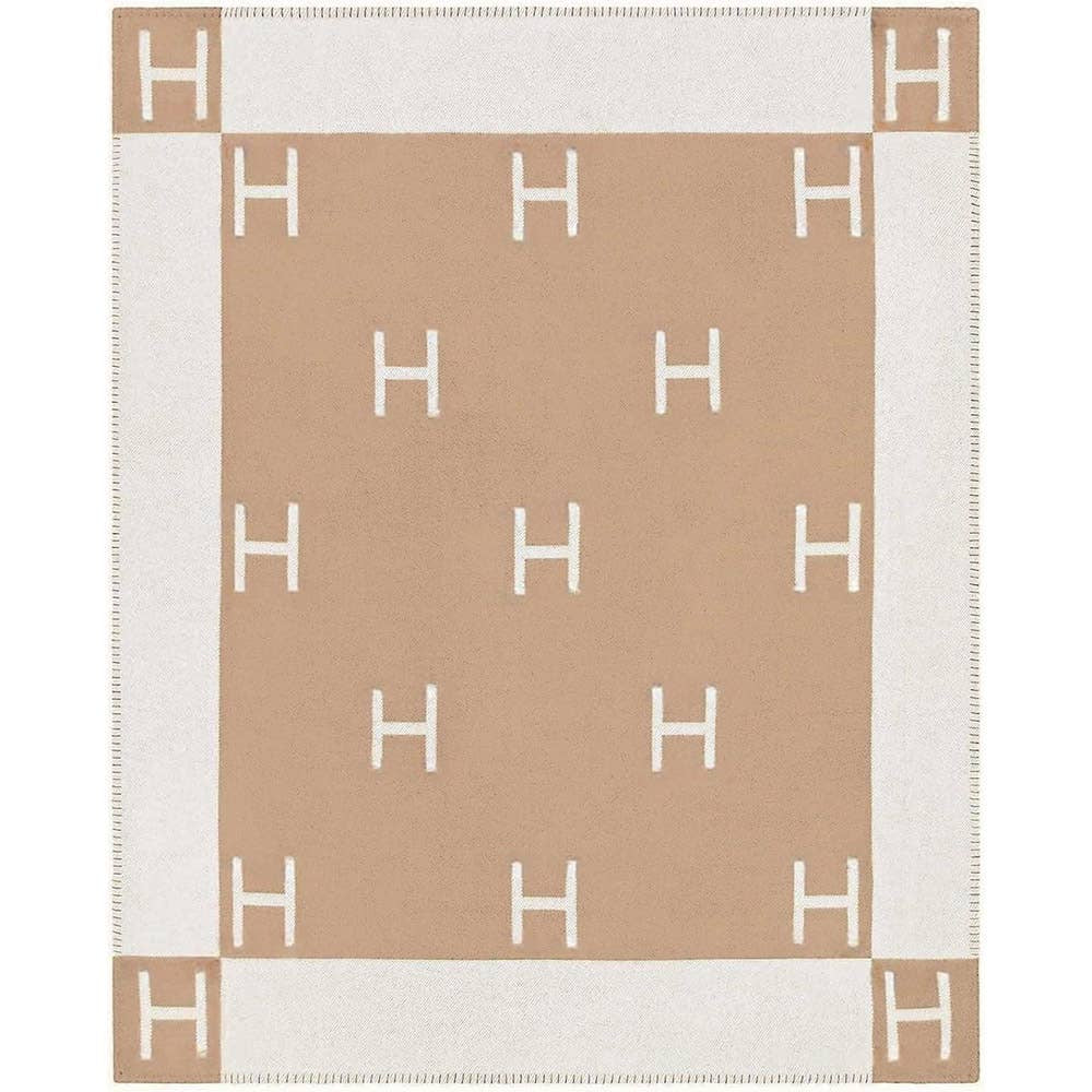 Monogram Pattern Reversible Throw Blanket