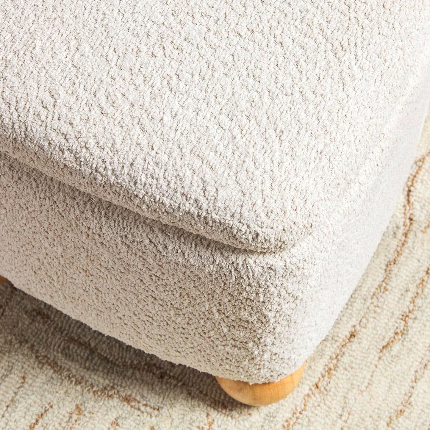 Ivory Storage Bouclé Ottoman