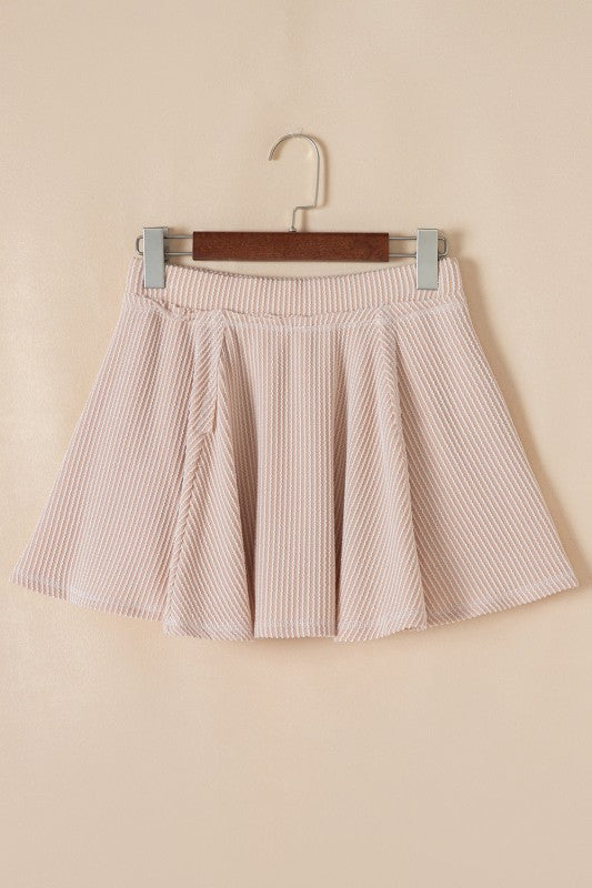 Corded Top and Ruffle Mini Skirt Set