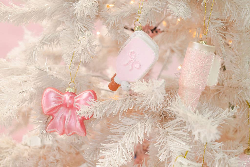 Pink Glitter Tumbler Ornament - Pink Cup
