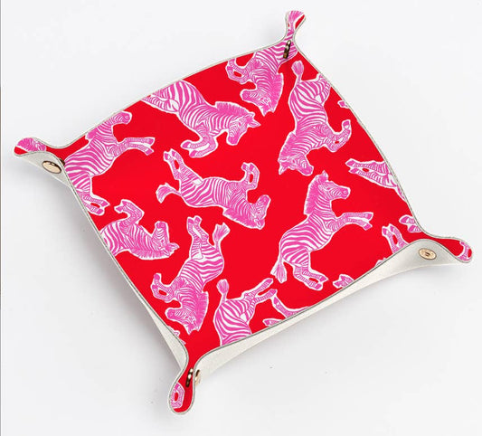 Trinket Tray Catchall | pink & red zebra