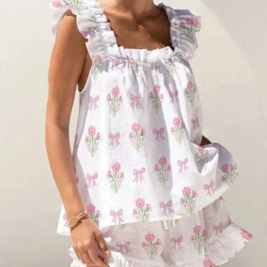 Ruffled Tank and Shorts Set