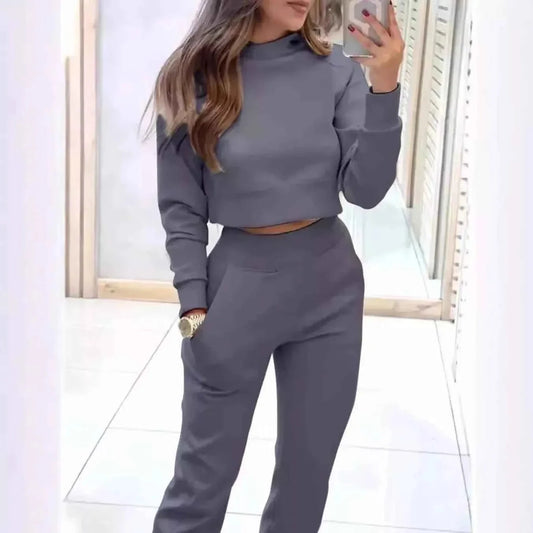 Cropped Sweatshirt and Jogger Set