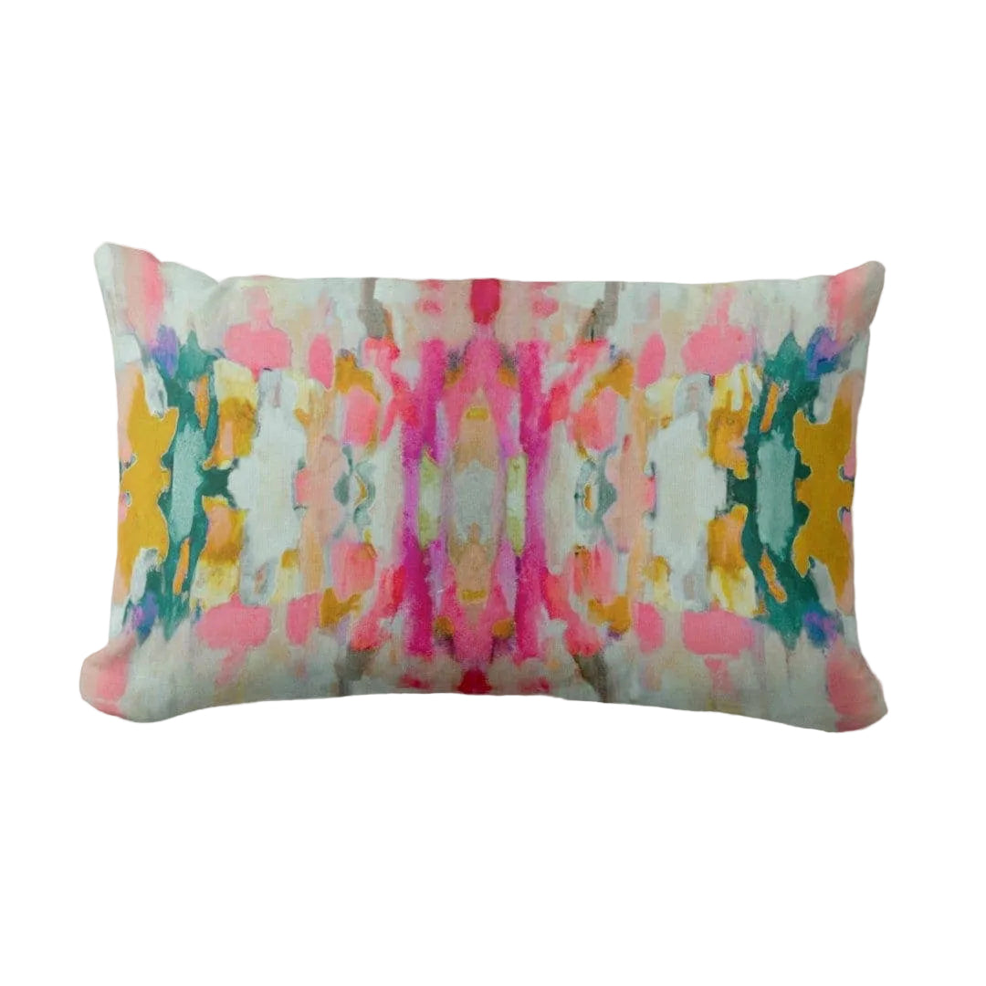 Layla Pink Abstract Print Lumbar Throw Pillow