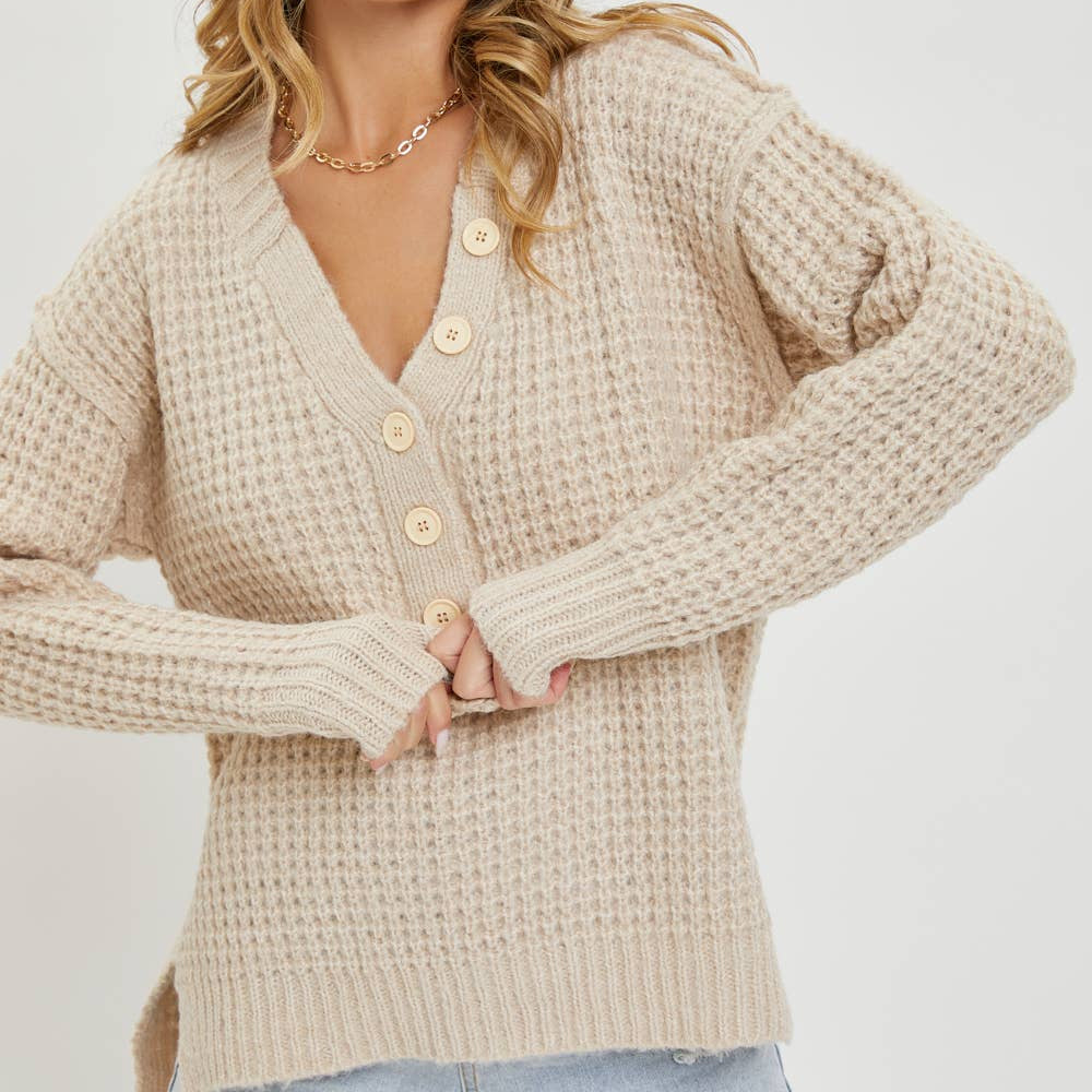 Ivory Waffle Knit Sweater