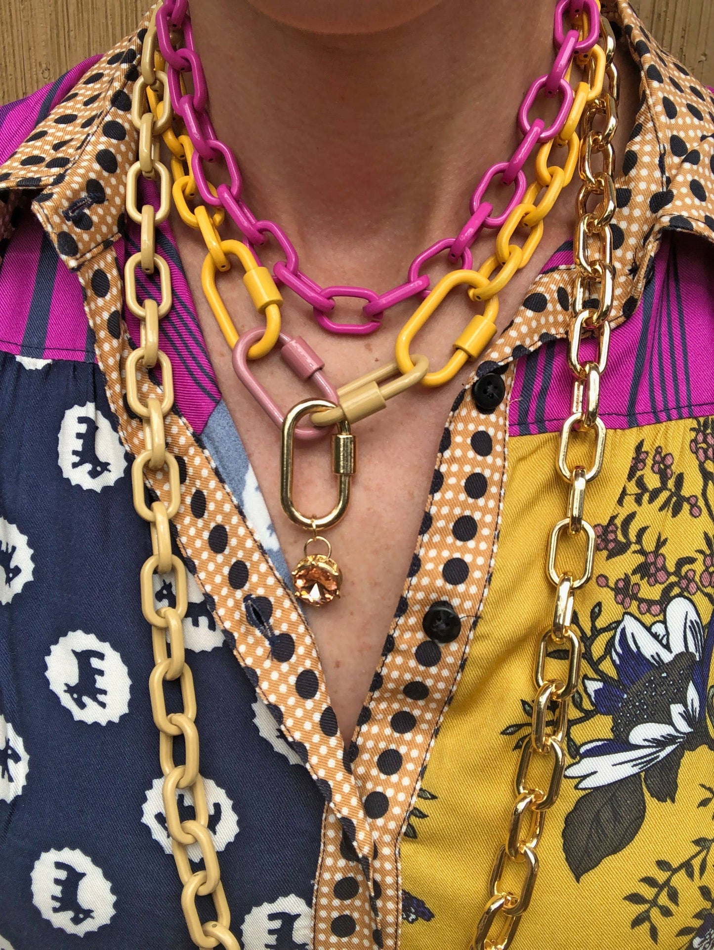 Luxe Link Enamel Chain Necklace, Turquoise