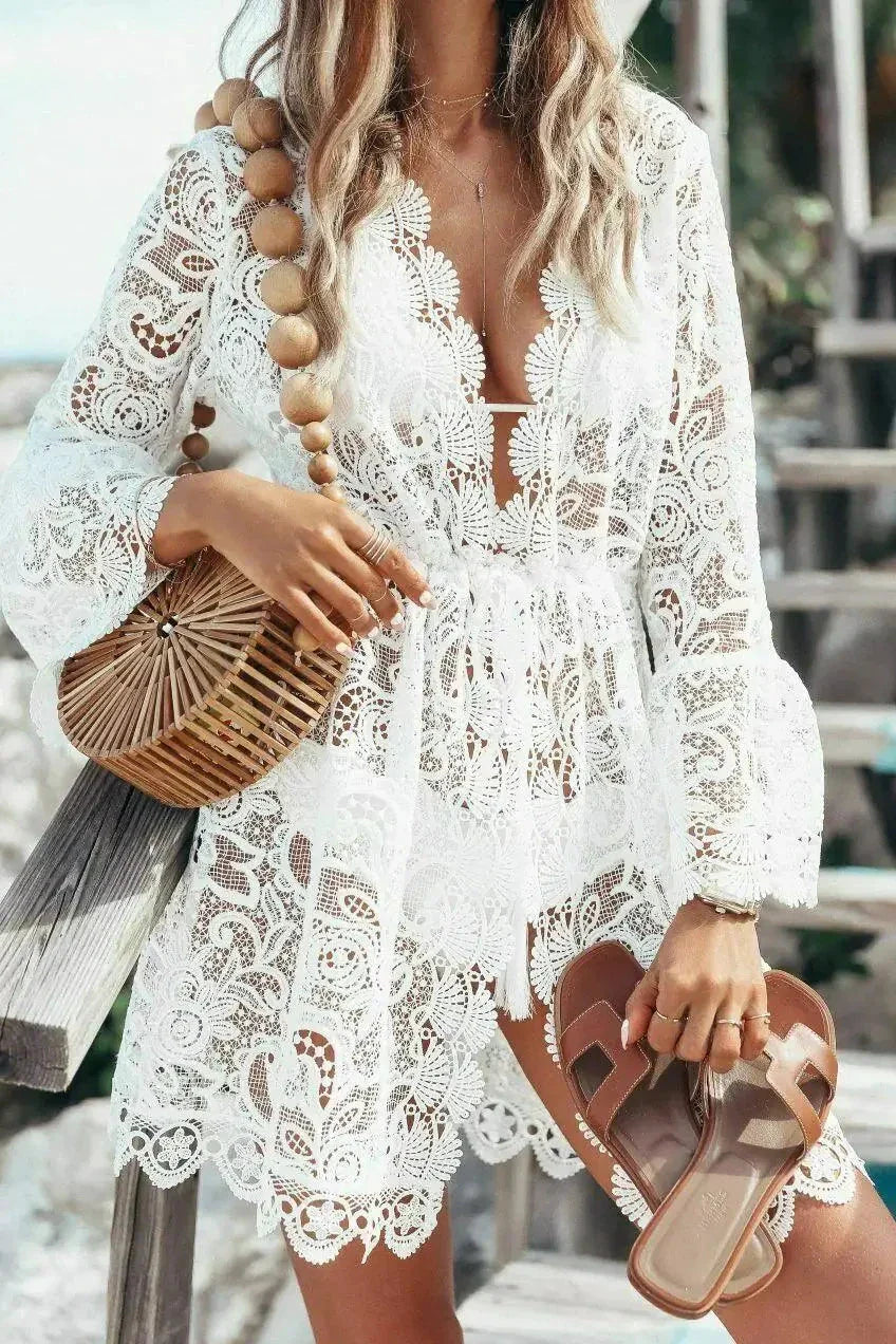 Boho Lace Maxi Beach Cover-Up