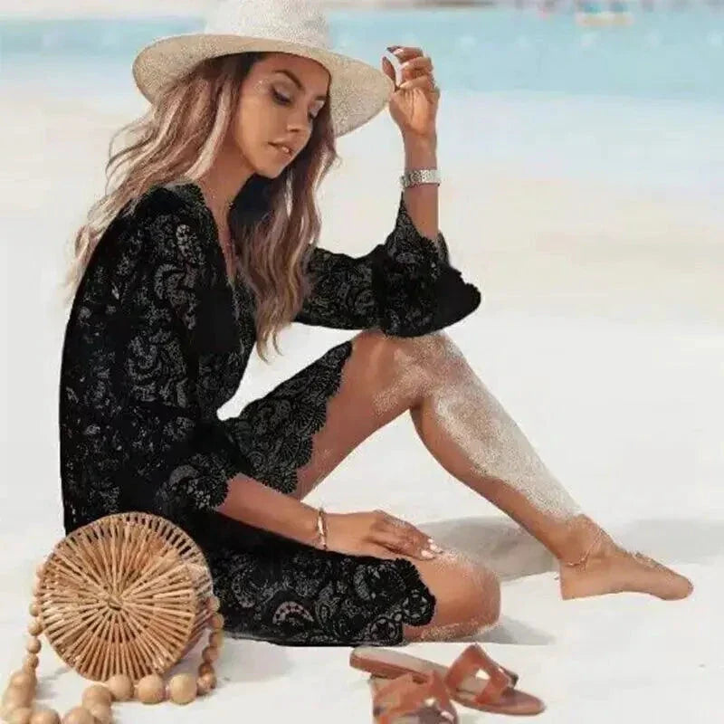 Boho Lace Maxi Beach Cover-Up