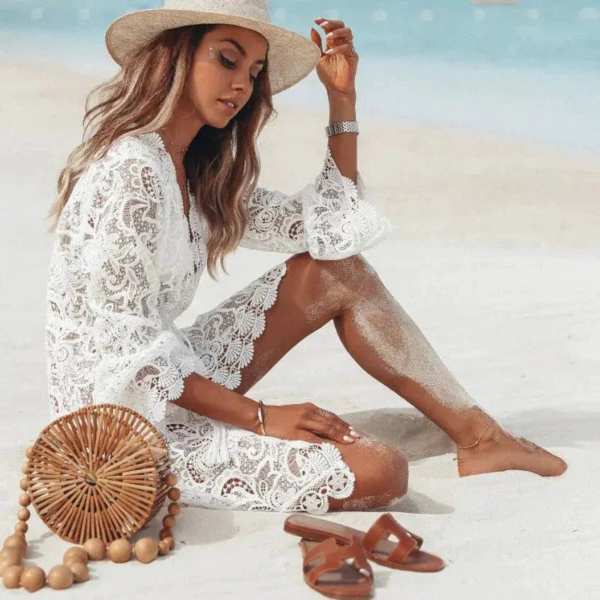 Boho Lace Maxi Beach Cover-Up