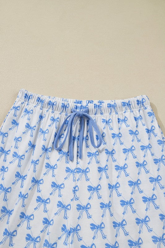 Bow Shirt and Pants Pajama Set