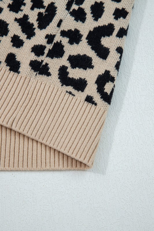 Leopard Drop Shoulder Cardigan Sweater