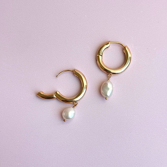 Chunky Pearl Hoops