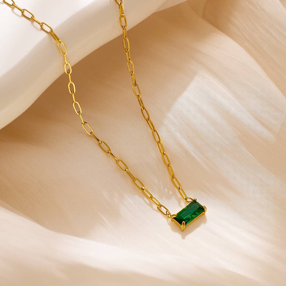 Rectangle Zircon Necklace