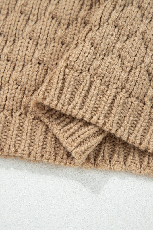 Textured Knit Puff Sleeve Sweater