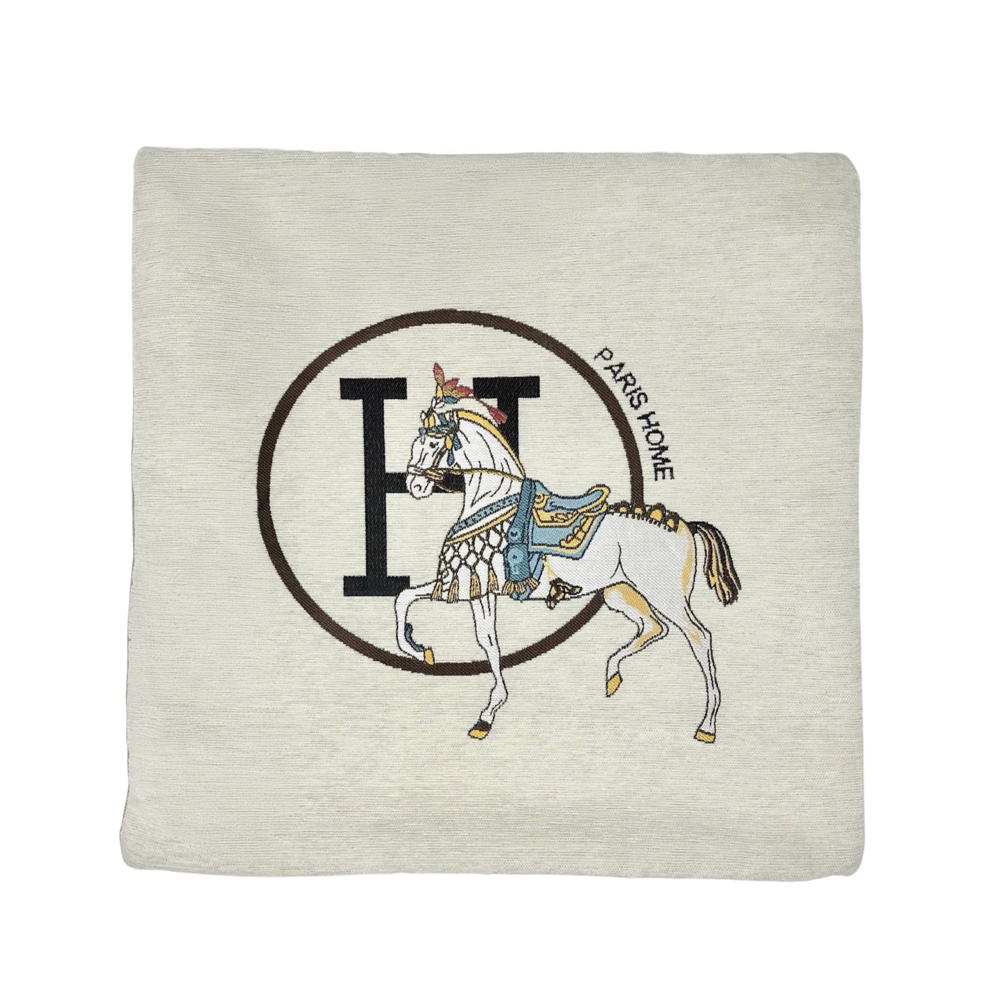 Horse Pillow Cover in Ivory