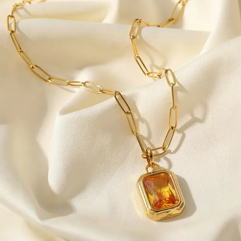 Art Deco Zircon Pendant Necklace