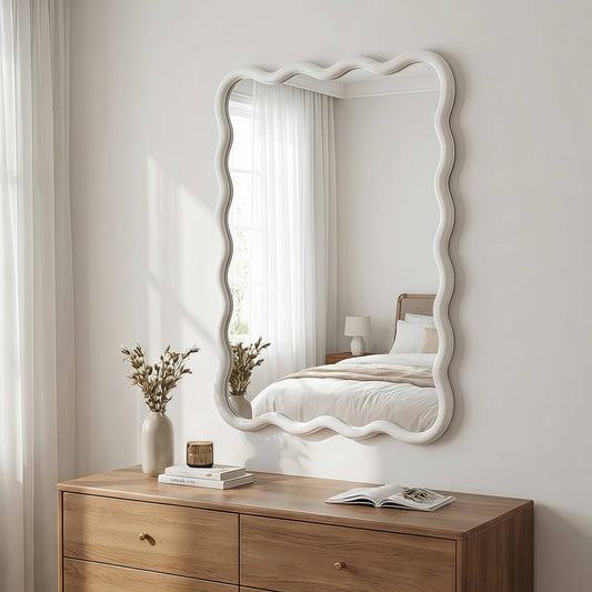 Wavy Solid Wood Wall Mirror – 20" x 30