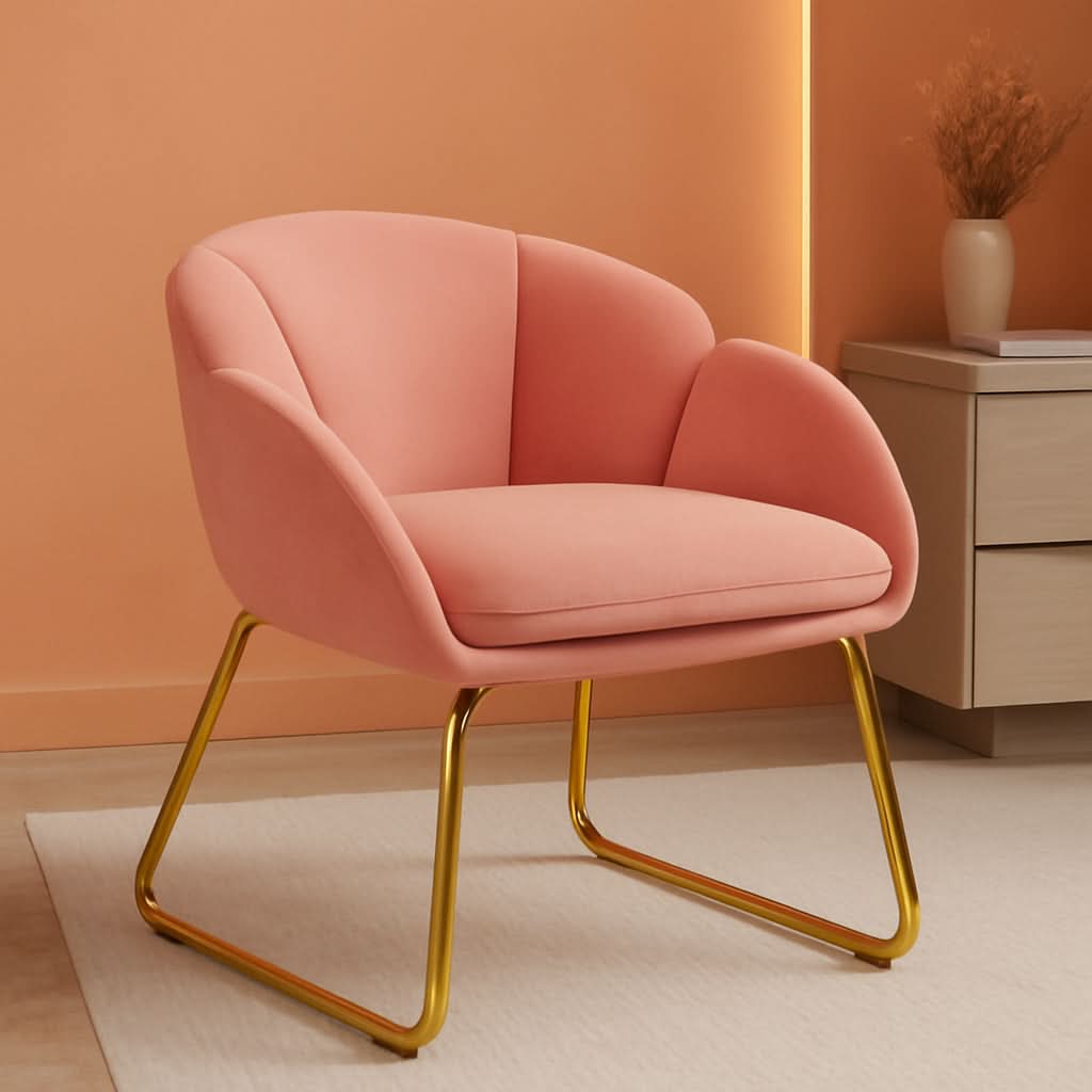 Pink Velvet Flower Chair
