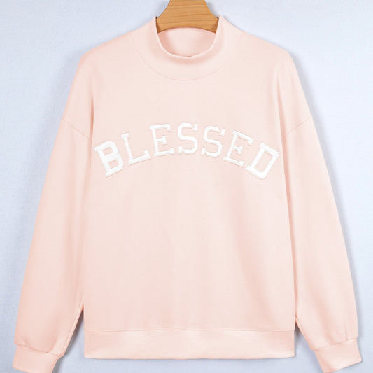 Blessed Embroidered Mock Sweatshirt