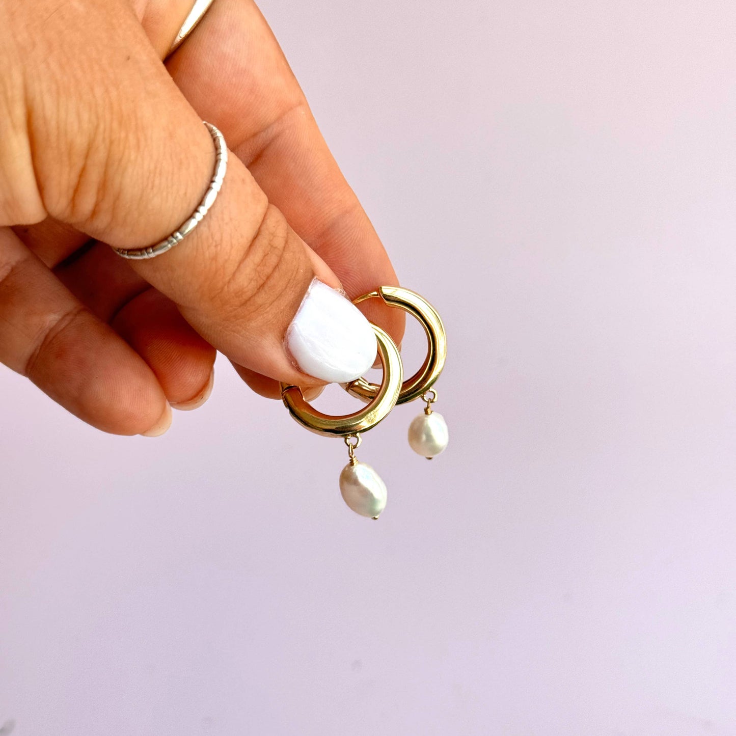 Chunky Pearl Hoops