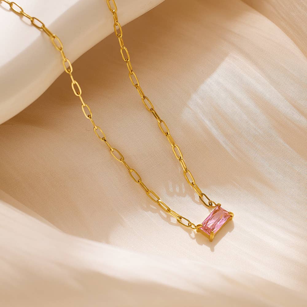 Rectangle Zircon Necklace