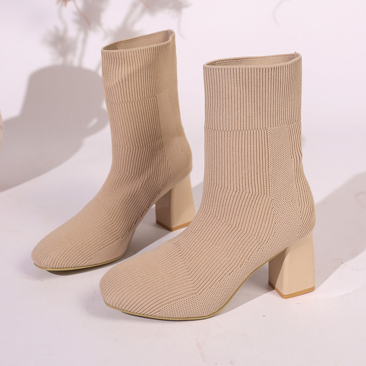 Knitted Round-Toe Sock Boots