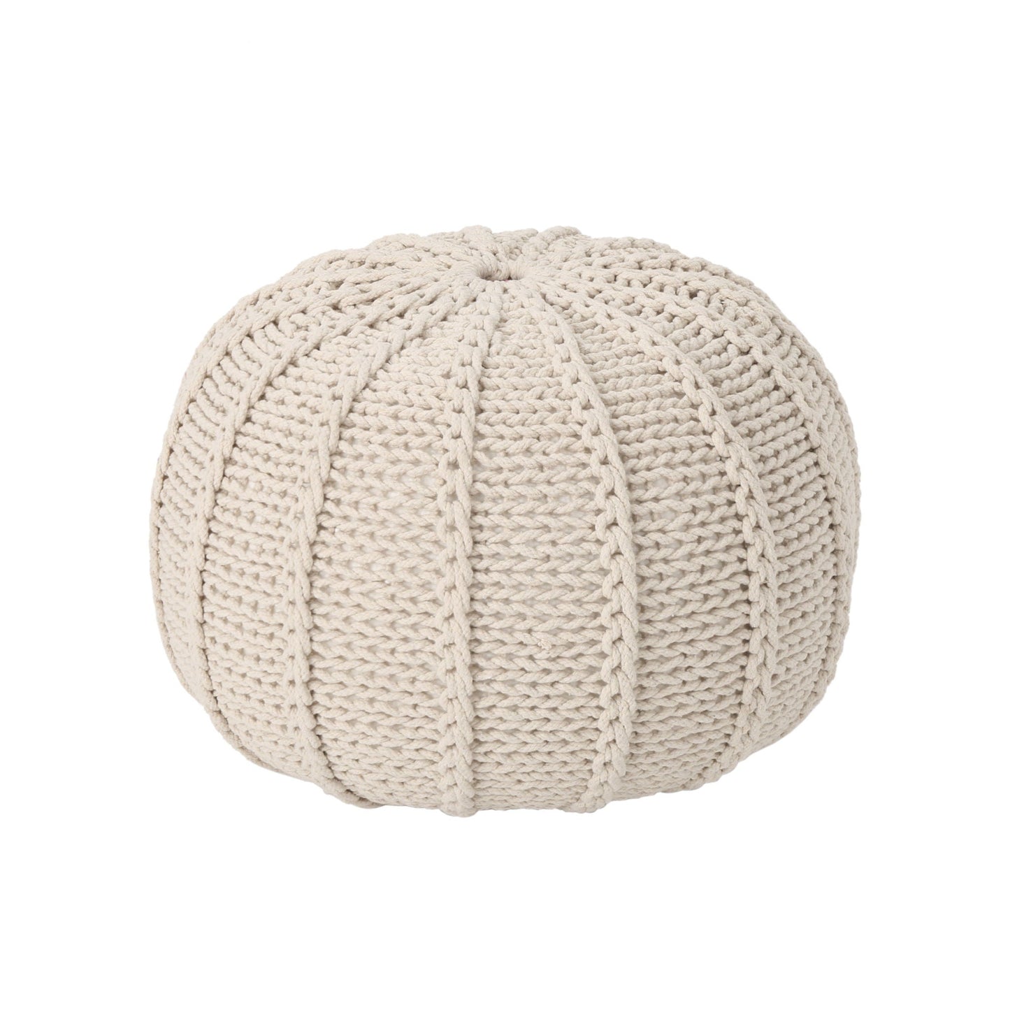 Knitted Round Pouf Ottoman