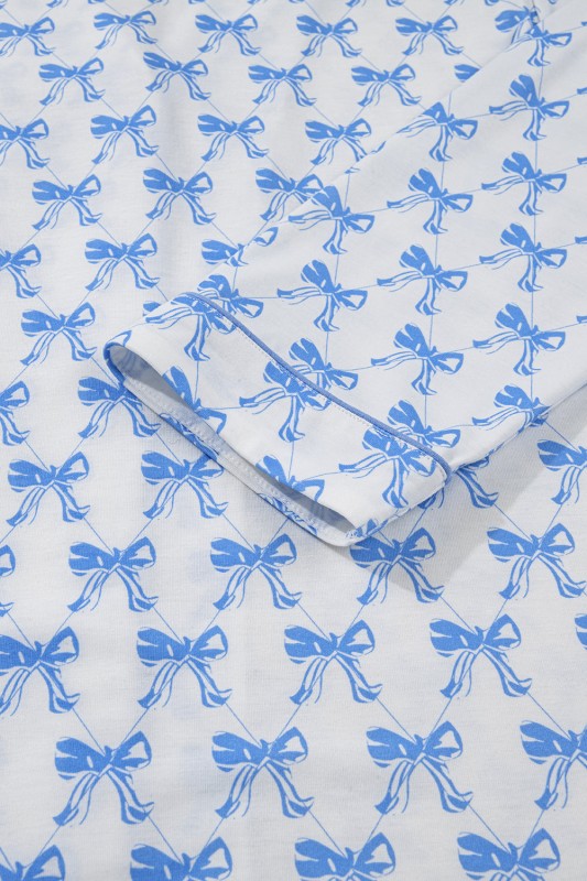 Bow Shirt and Pants Pajama Set