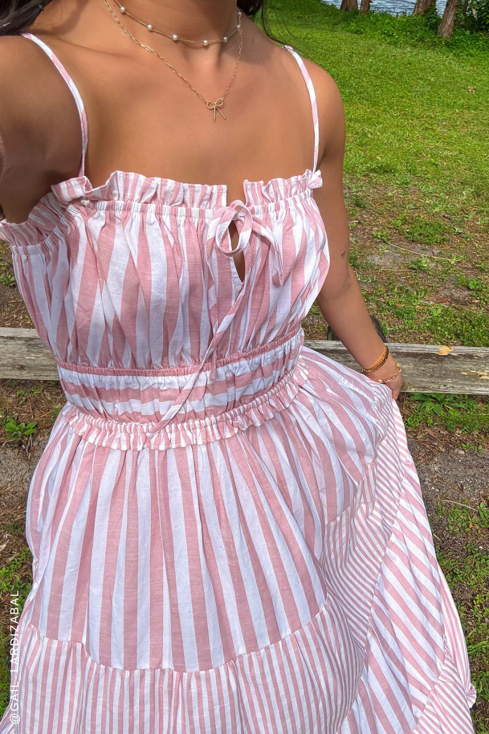 Peony Stripe Woven Maxi Dress