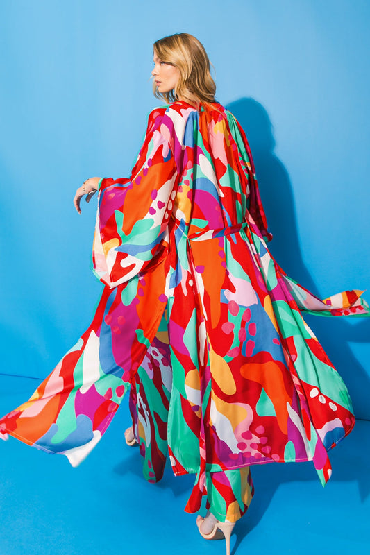 Cancun Satin Midi Kimono Top