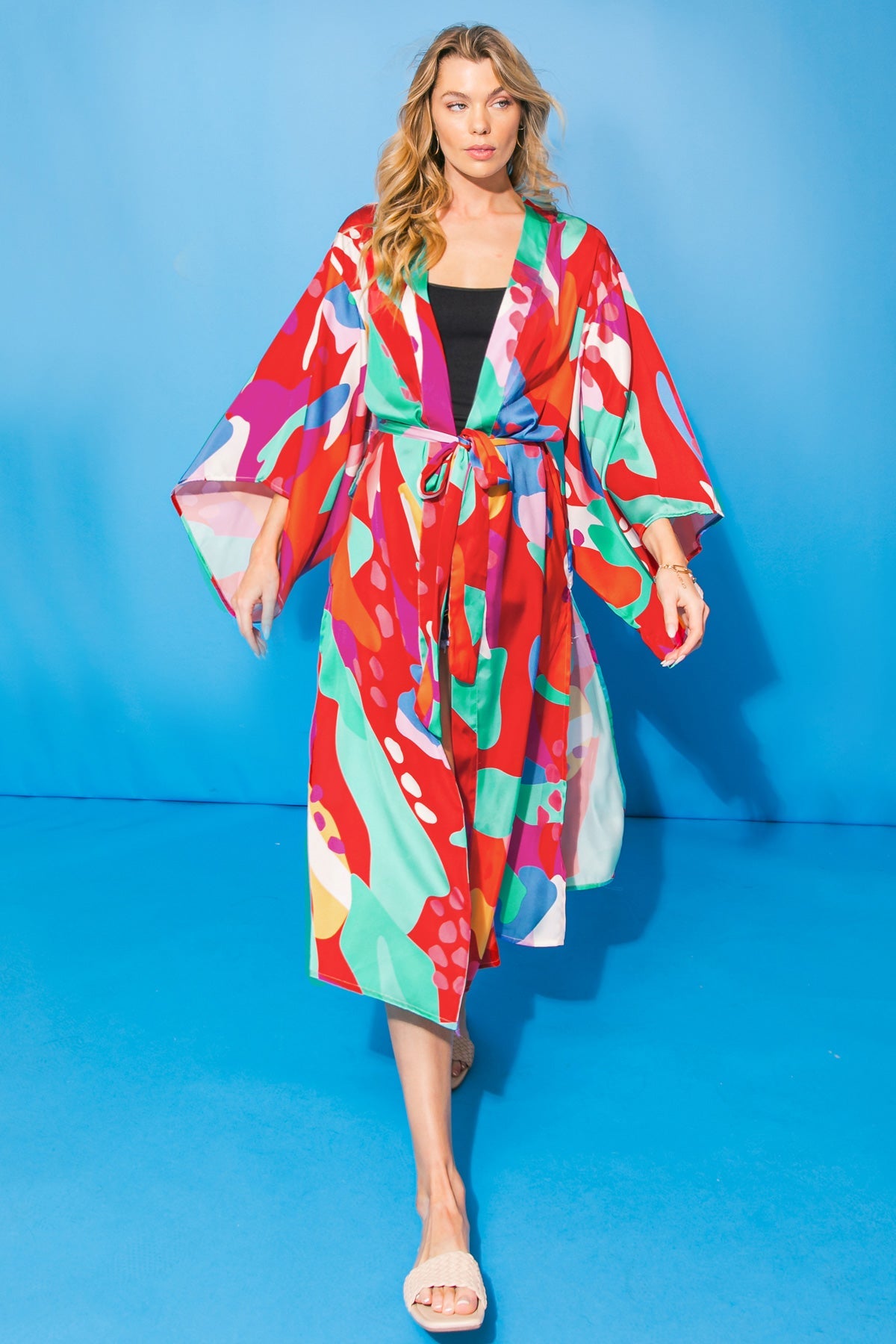 Cancun Satin Midi Kimono Top