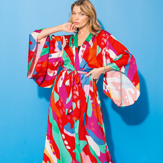Cancun Satin Midi Kimono Top