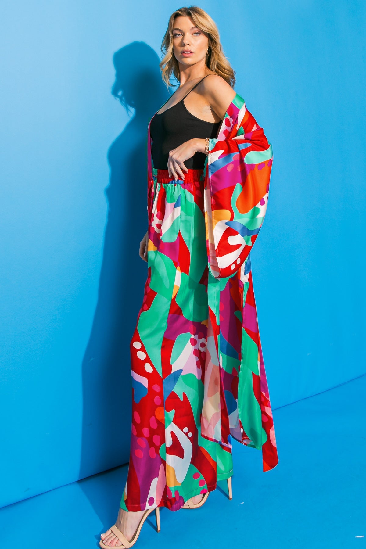 Cancun Satin Midi Kimono Top