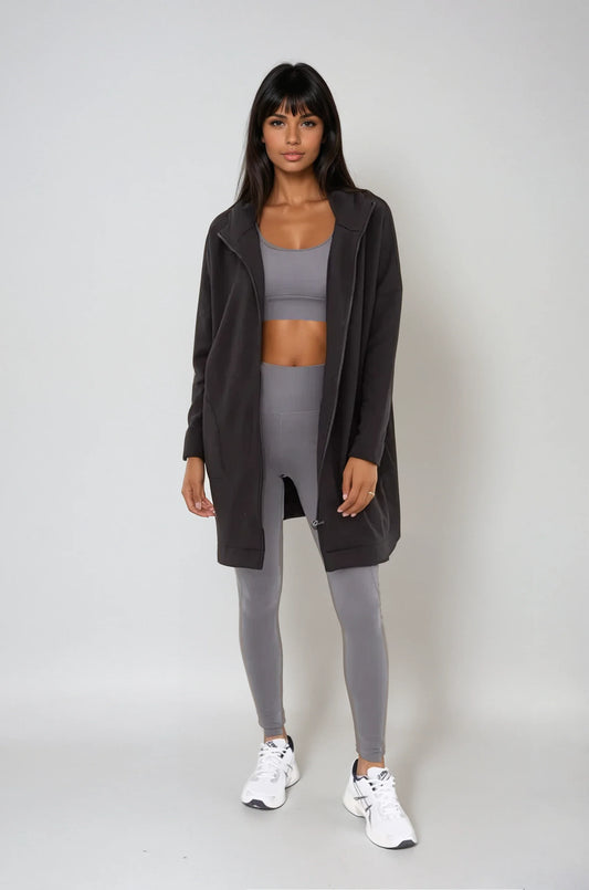 Cozy Comfort  Zip Up Hoodie Jacket in Black