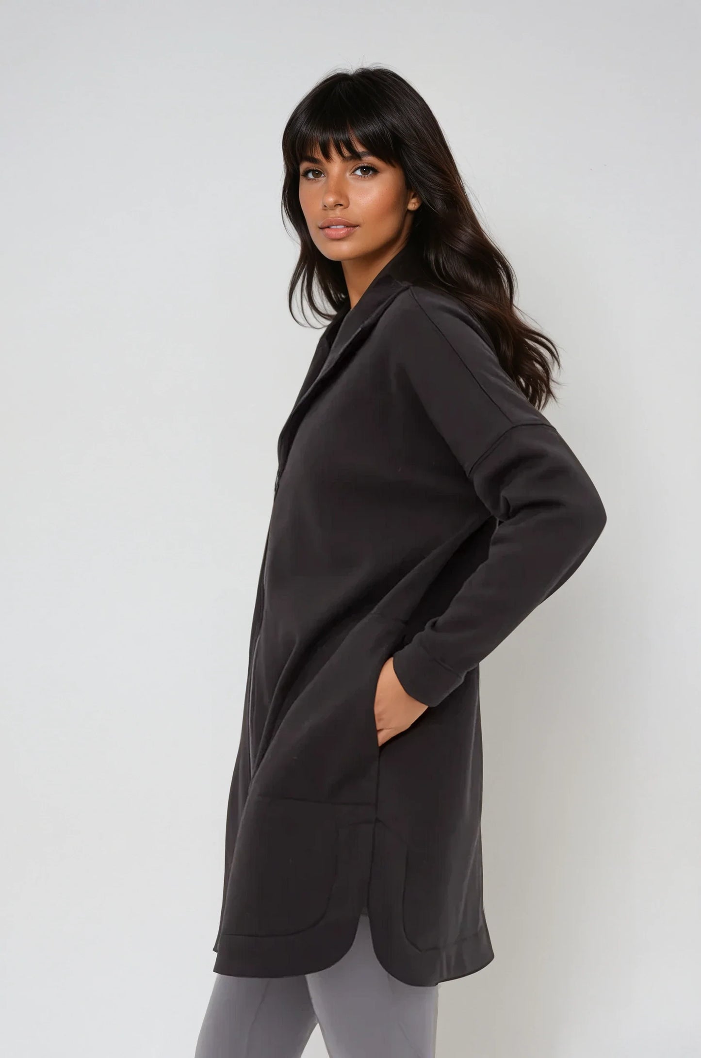 Cozy Comfort  Zip Up Hoodie Jacket in Black