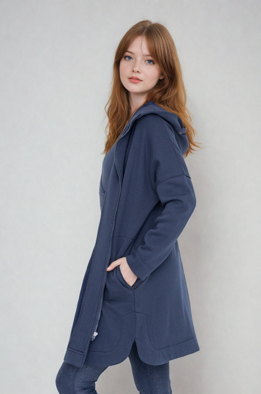 Cozy Comfort  Zip Up Hoodie Jacket in Navy