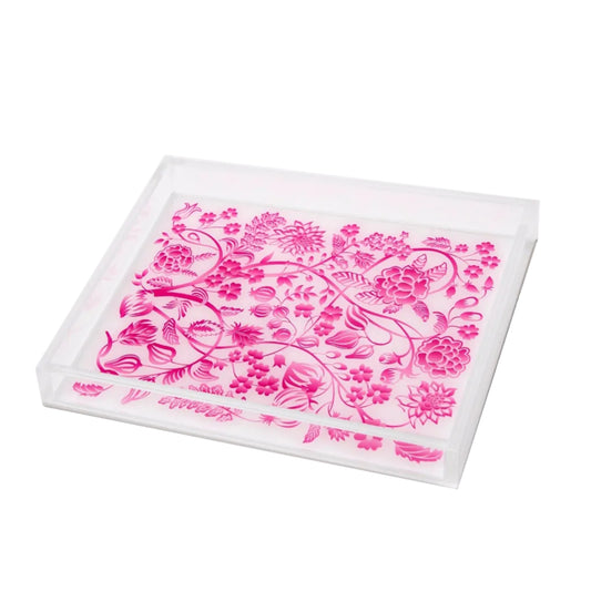 Pink Toile Acrylic Tray