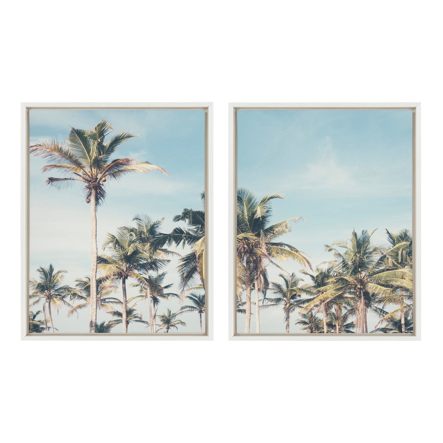 Coastal Coconut Palm Tree Beach Framed Canvas Set